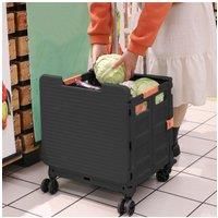 55L Collapsible Rolling Utility Crate with Magnetic Lid and Adjustable Handle