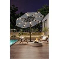 Solar 24 LED Lights Garden Parasol with Crank with Floral-Pattern Base