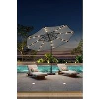 Solar 24 LED Lights Garden Parasol with Crank with Resin Base
