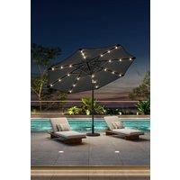 3m Patio Outdoor Crank Parasol Solar 24 LED Lights with Floral-Pattern Base