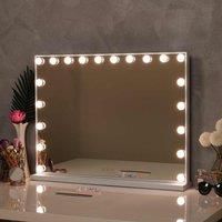 LivingandHome Living and Home Hollywoodstyle Lighted Makeup Mirror With Rectangular Base, White