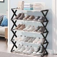 LivingandHome Living and Home Foldable Multitier Metal Shoe Rack