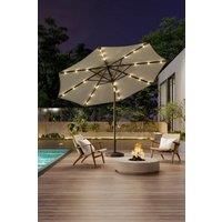 24 Solar LED Lights Patio Crank Parasol with Resin Base