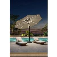 Outdoor Large Patio Umbrella Solar Powered LED Parasol with Plastic Fillable Base