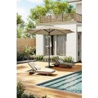 Outdoor Large Patio Umbrella Solar Powered LED Parasol with Decorative Base