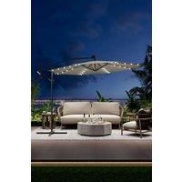 3m Lighted Garden Parasol with Crank Lift System with Cross Base