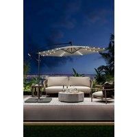 3m Lighted Garden Parasol with Crank Lift System, Cross Base & Square Base