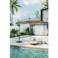 3m Lighted Garden Parasol with Crank Lift System, Cross Base & Fillable Base