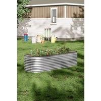 Planter Bed Oval-Shaped Galvanized Steel Raised Garden Bed