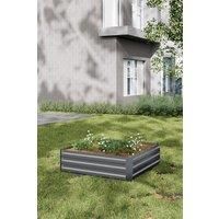 Grey Square Galvanized Steel Planter Box Raised Garden Bed