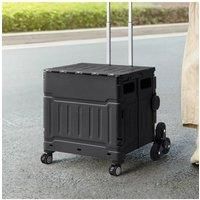 Black Plastic Stairs Climbing Trolley Collapsible Storage Cart
