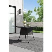 105cm Dia Round Wicker Tempered Glass Garden Table With Parasol Hole