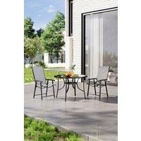 3 Piece Steel Round Outdoor Garden Table and Chair Set