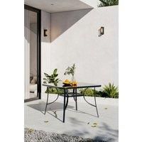 Metallic Square Tempered Glass Garden Dining Table
