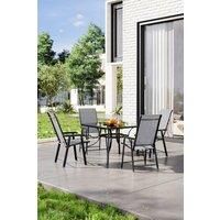 5 Pcs Square Outdoor Garden Tempered Glass Table and Chair Set