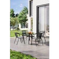 5 Pcs Square Garden Dining Table Bistro Set