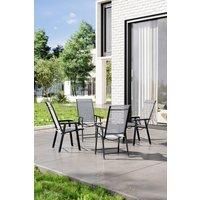 Outdoor Fabric and Metal Frame Folding Chair Set of 4