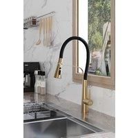 Gold Silicone Sprayer Pull-Down Kitchen Faucet