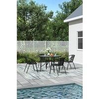 Tempered Glass Round Garden Dining Table and Chairs Set of 5