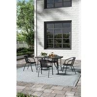 5Pcs Tempered Glass Garden Dining Table and Rattan Chairs Set