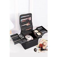 SHEONLY Portable Travel Bag Storage Box Makeup Case in Black