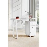 Professional Fashion Manicure Table Nail Desk with Electric Dust Collector,Rolling Wheels & Nail Wrist Cushion For Spa Beauty Salon & Home