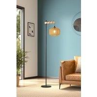 Modern Floor Lamp with String-Wrapped Shade