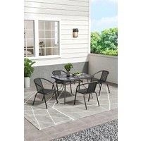 4-seater Outdoor Tempered Glass Marble Garden Dining Table Set