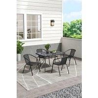 4-seater Tempered Glass Marble Outdoor Garden Table Set