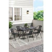 6-seater Outdoor Tempered Glass Garden Coffee Table Set