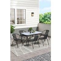 6-seater Outdoor Tempered Glass Garden Coffee Table Set