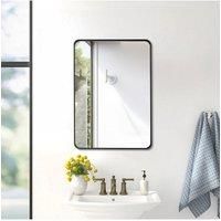 50cm W x 70cm H Black Rectangular Metal Framed Bathroom Wall Mirror