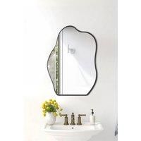 50cm W x 70cm H Black Irregular Curve Art Deco Wall Mirror