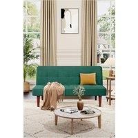 2-Seater Green Padded Convertible Sofa Bed with Wooden Legs for Kids