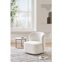 Sherpa Upholstered White Accent Swivel Chair