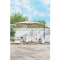 3m x 3m Khaki Square Rotating Outdoor Cantilever Parasol