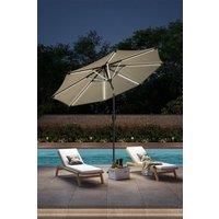 Large Beige Outdoor Solar Powered LED Patio Umbrella for Garden