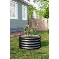 Black Round Galvanized Steel Plant Raised Garden Bed