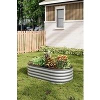 160cm W Silver Galvanized Steel Raised Garden Bed