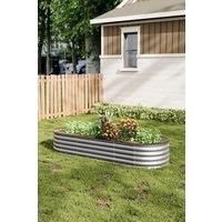 240cm W Silver Galvanized Steel Raised Garden Bed