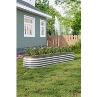 320cm W Silver Galvanized Steel Raised Garden Bed