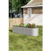Silver 320cm W Oval Galvanized Steel Oval Raised Garden Bed