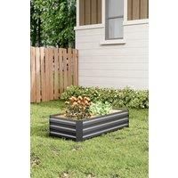 100cm W x 60cm D Grey Galvanized Steel Raised Garden Bed Planter Box