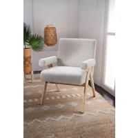 Linen Upholsteried Wooden Armchair