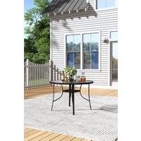 Round Tempered Glass Outdoor Coffee Table with Parasol Hole