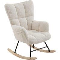 Luxury Sherpa Upholstered Rocking Chair with One Pocket
