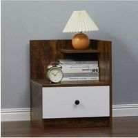 Bedside Table with Drawer and Open Shelf Wooden Nightstand