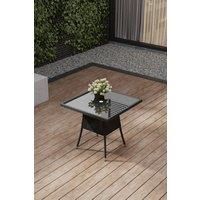 Garden Wicker Tempered Glass 4 Seater Dining Table with Parasol Hole
