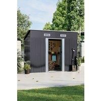 Black Compact Metal Garden Tool Storage Shed