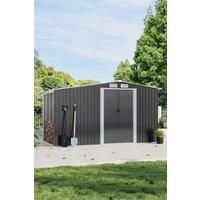 Grey Outdoor Garden Metal Storage Shed with Log Storage